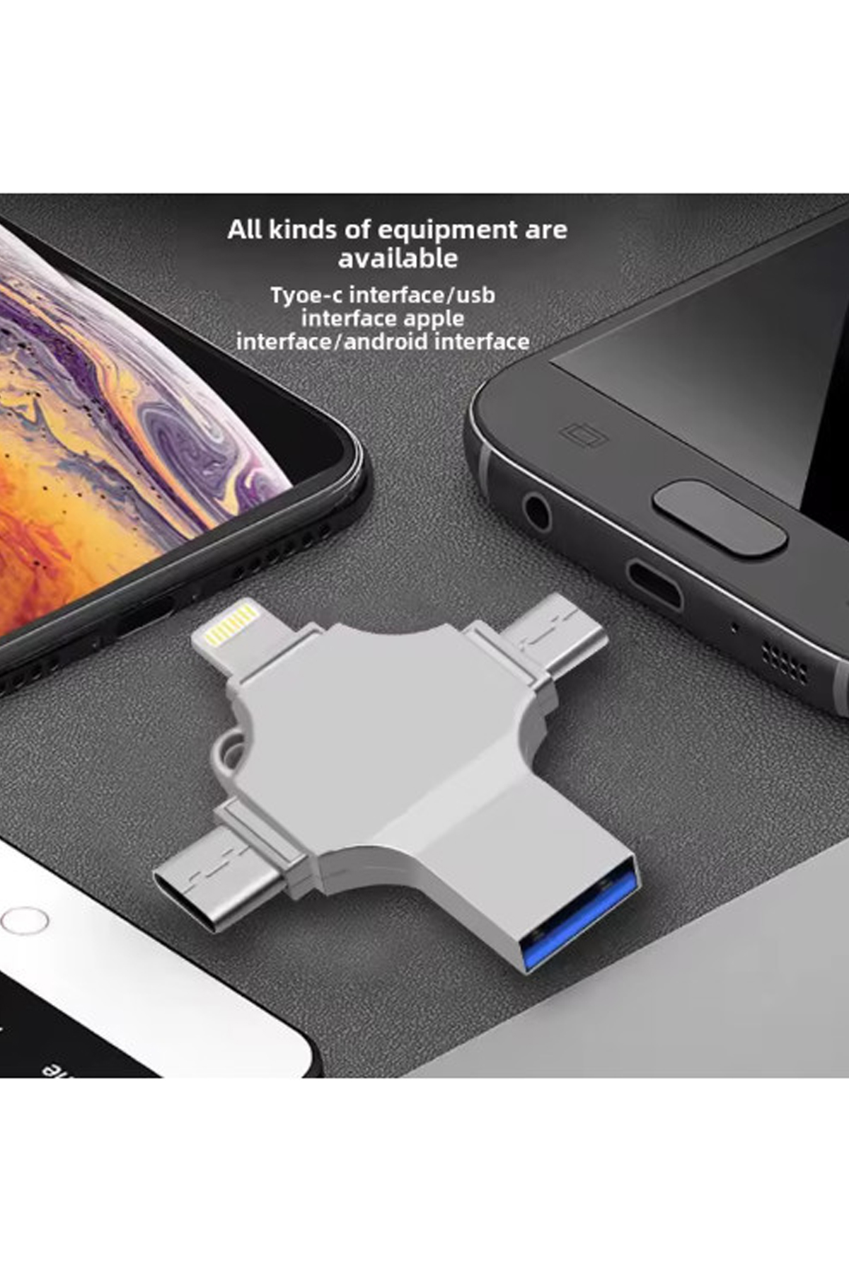  Otg 4in1 Cep Telefonu Çok Fonksiyonlu Usb Flash Bellek 128 gb Type-C, Micro SD ve Kart Okuyucu