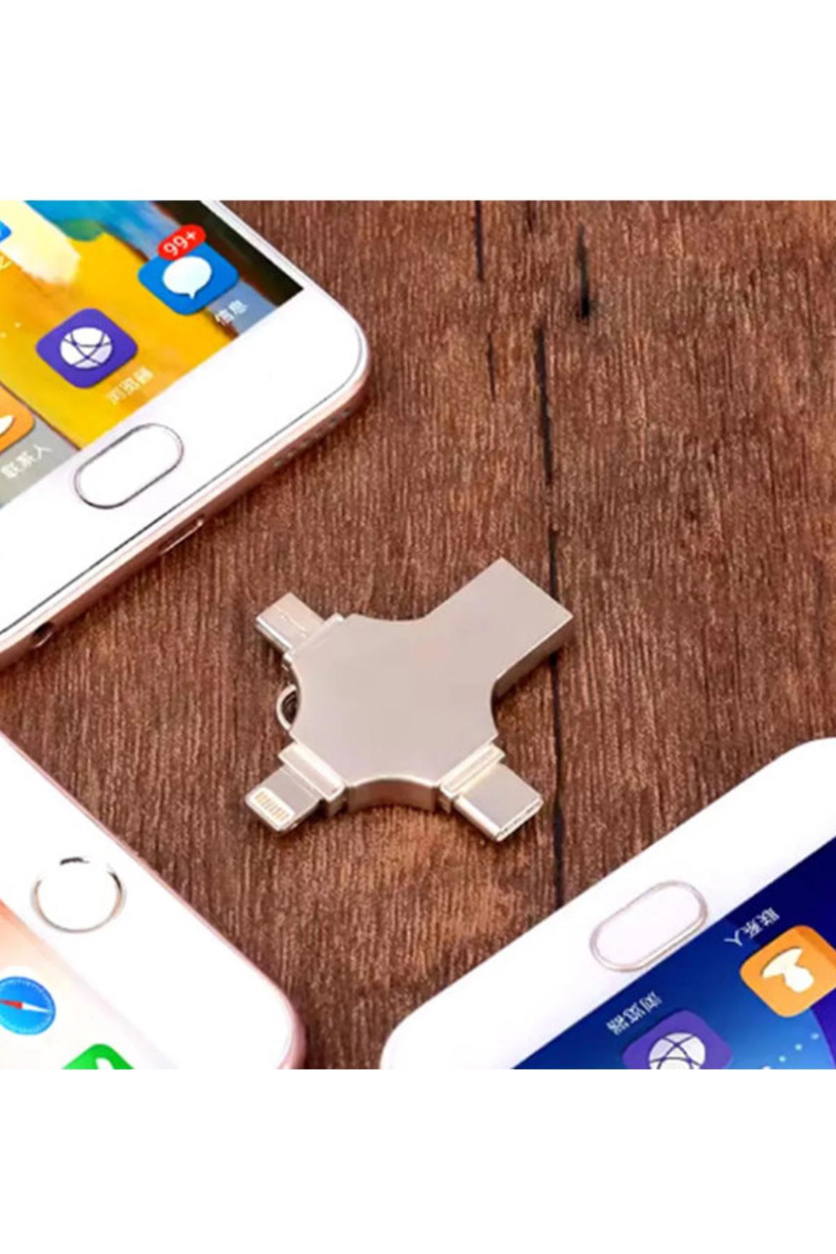  Otg 4in1 Cep Telefonu Çok Fonksiyonlu Usb Flash Bellek 128 gb Type-C, Micro SD ve Kart Okuyucu