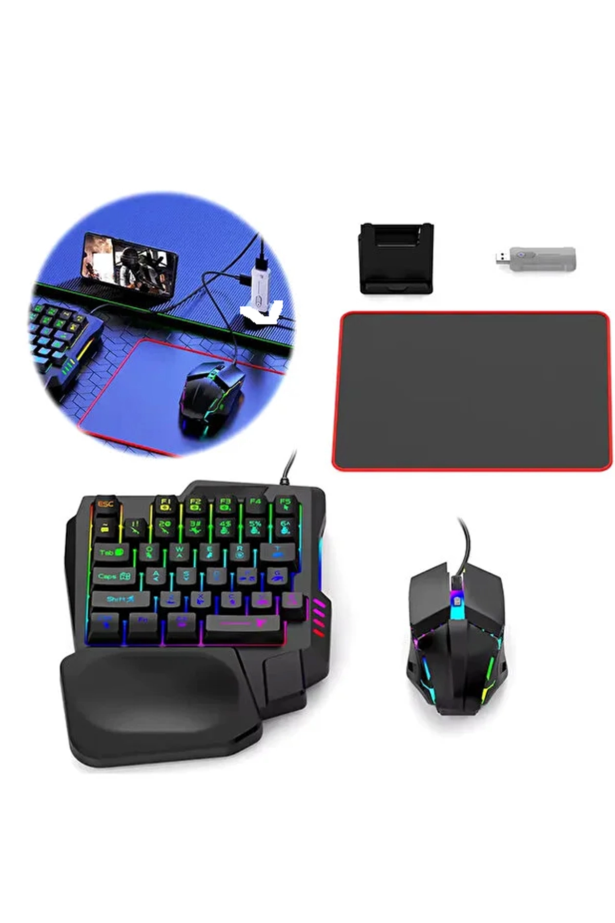PUBG Mobil Oyun Kiti 5in1 BT5.3 Klavye Mouse Dönüştürücü Seti Pugb Seti