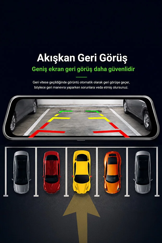 2K Ekran Tam Dokunmatik 9.66” Dikiz Ayna Araç Içi Kamera (1080P ARKA)