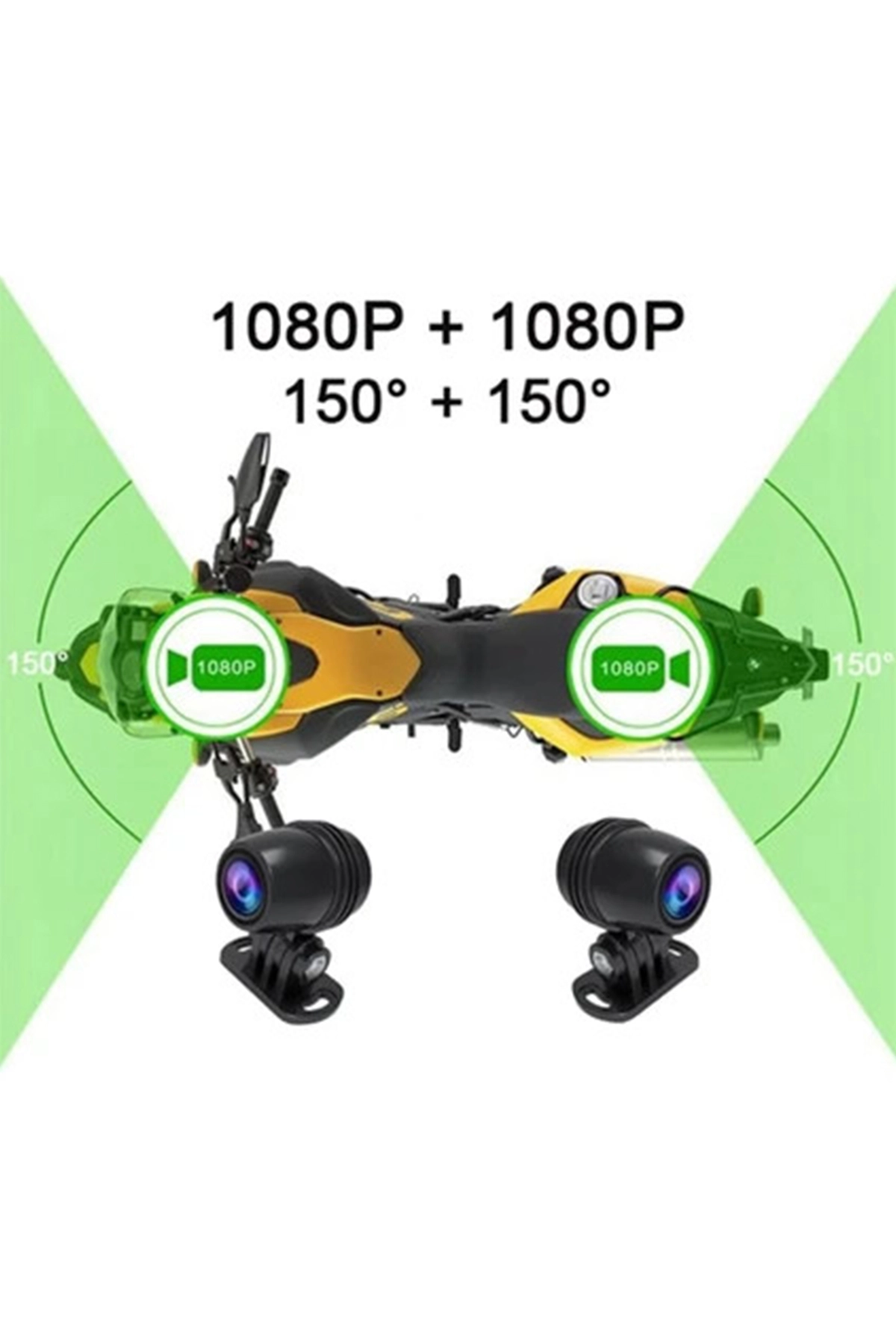Motosiklet Kamerası Full Hd 1080P,150° Geniş Açı 3.0 Ekran Çift Ön–Arka Kamera Wifi Destekli Gprs Özellikli
