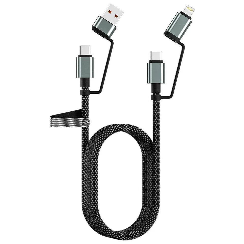 4’ü 1 Arada 100W Akıllı Tasarım Yüksek Dayanıklılık Çoklu Uyumlu Örgülü Hızlı Şarj Kablosu