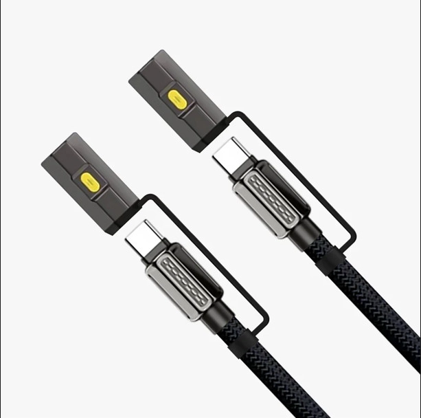 LED Fener ve Alevsiz Çakmak Fonksiyonlu Type-C Şarj ve Data Kablosu 120 cm Siyah