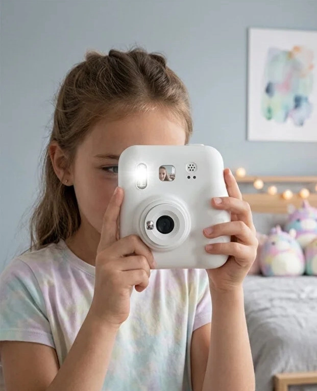 Dijital Fotoğraf Çıkaran Video Kaydedici Taşınabilir Anında Baskı Çıkaran Çocuk Kamerası Beyaz