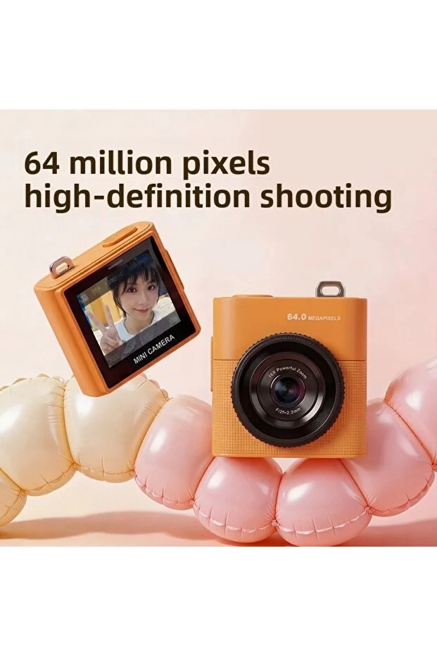 Mini Dijital Kamera 64MP 16x Digital Zoom Retro Vintage 1.4’’Ekranlı Video Kamera Taşınabilir Tasarım Mavi