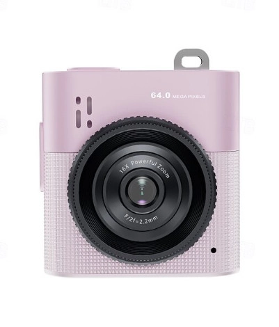 Mini Dijital Kamera 64MP 16x Digital Zoom Retro Vintage 1.4’’Ekranlı Video Kamera Taşınabilir Tasarım Pembe
