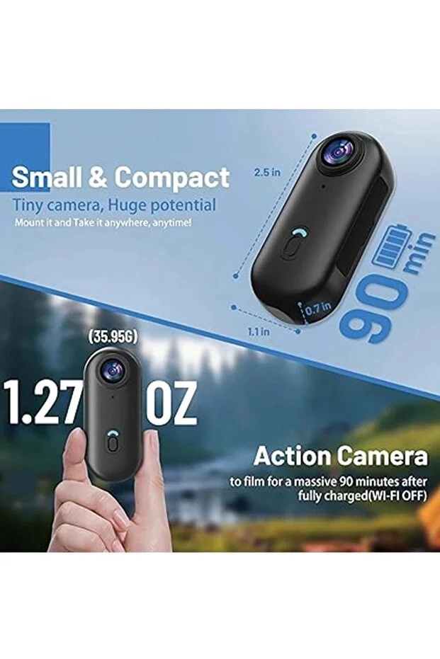 Mini WIFI Aksiyon Kamerası 1080P Taşınabilir Vücut Kamerası Giyilebilir Video Kaydedici Siyah