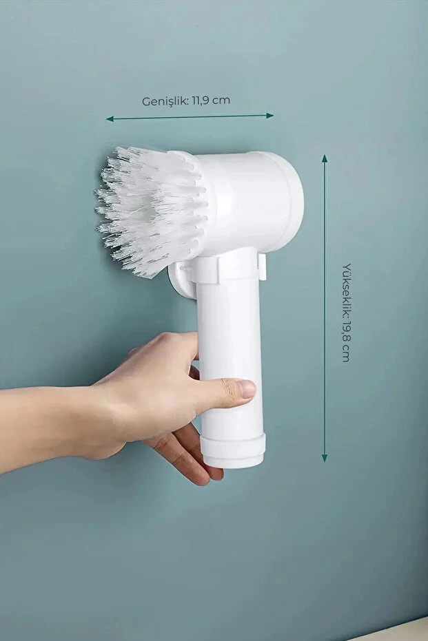 Şarjlı Elektrikli Temizlik Fırçası Mutfak Banyo Lavabo ve Küvet İçin Çok Amaçlı Döner Fırça