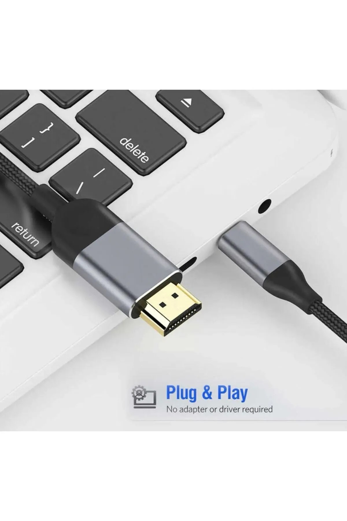 3 Metre 8 Gbps Hız 4K/30 Hz Type C To HDMI Çevirici Dönüştürücü TV Telefon PC Hasır Bağlantı Kablosu