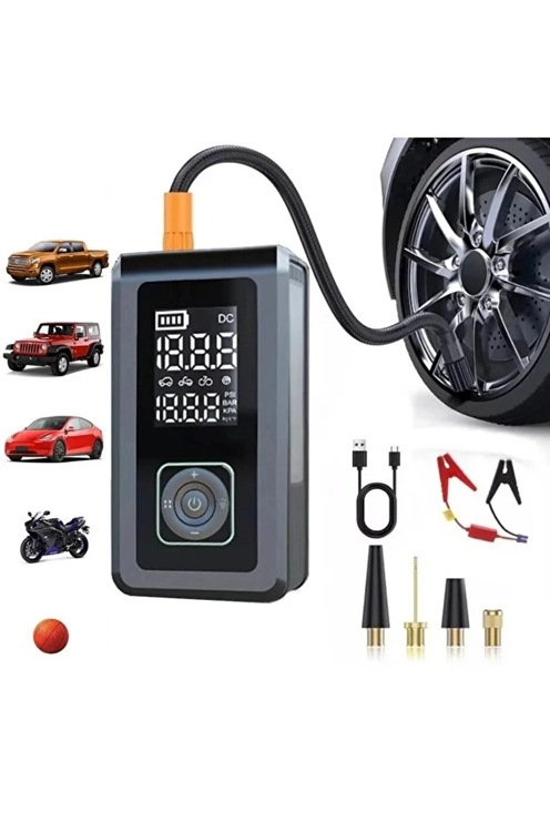 Multi Function Jump Starter Şarjlı Lastik Şişirme Pompası Akü Takviye Acil Durum Led Işık 