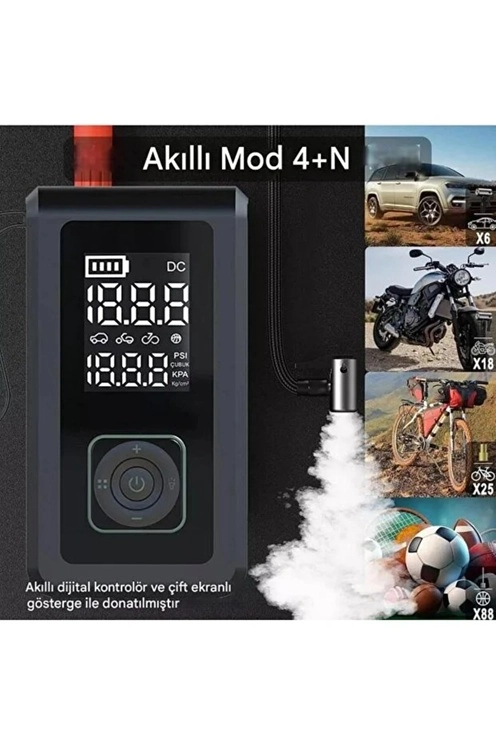 Multi Function Jump Starter Şarjlı Lastik Şişirme Pompası Akü Takviye Acil Durum Led Işık 