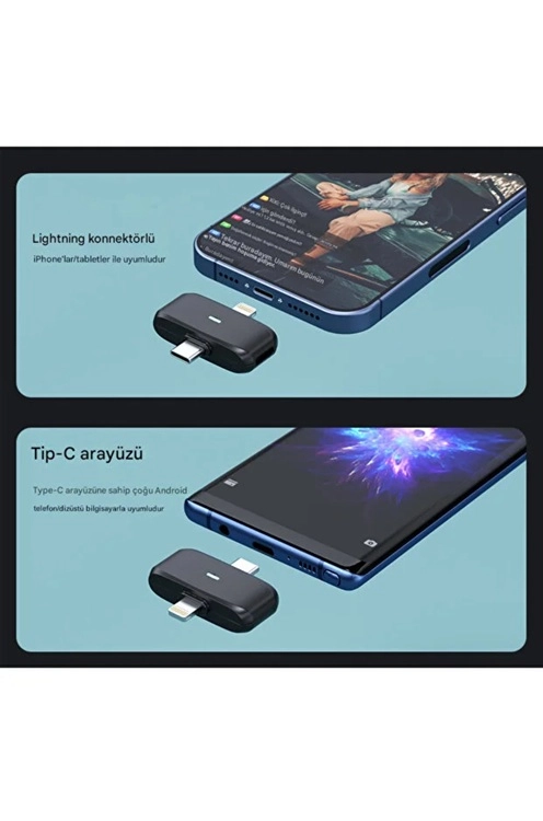 Kablosuz Profesyonel İkili Yayın Yaka Mikrofonu Şarj Kutu Mıknatıslı typce Lightning Çıkış Mikrofon