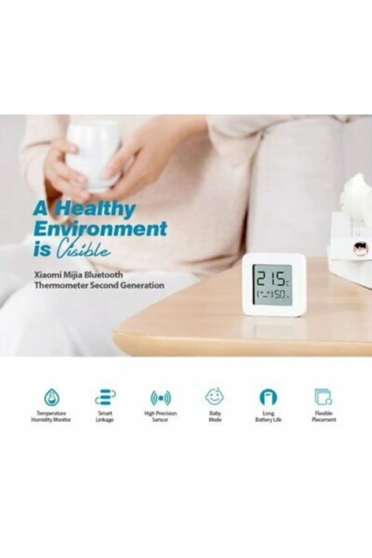 Xiaomi Mijia Akıllı Sıcaklık Ve Nem Ölçer Termometre 