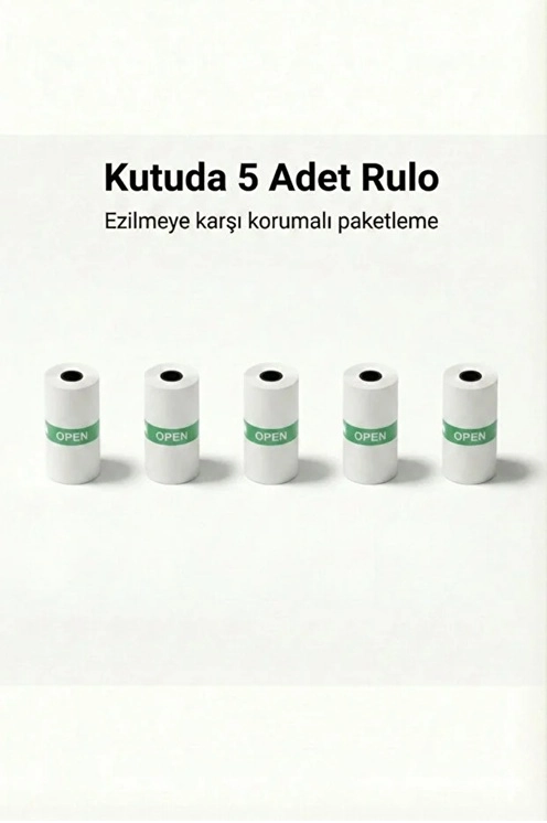 Kendinden Yapışkanlı Çocuk Kamera Baskı Kağıdı, 5’li Rulo 57X25MM Baskı Termal Kağıt Rulo