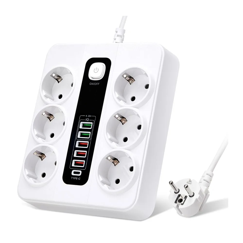 Vothoon HP-H04 3000W 10Amper 6’lı 2metre Uzatma Kablolu Çoklu Termal Akım Priz