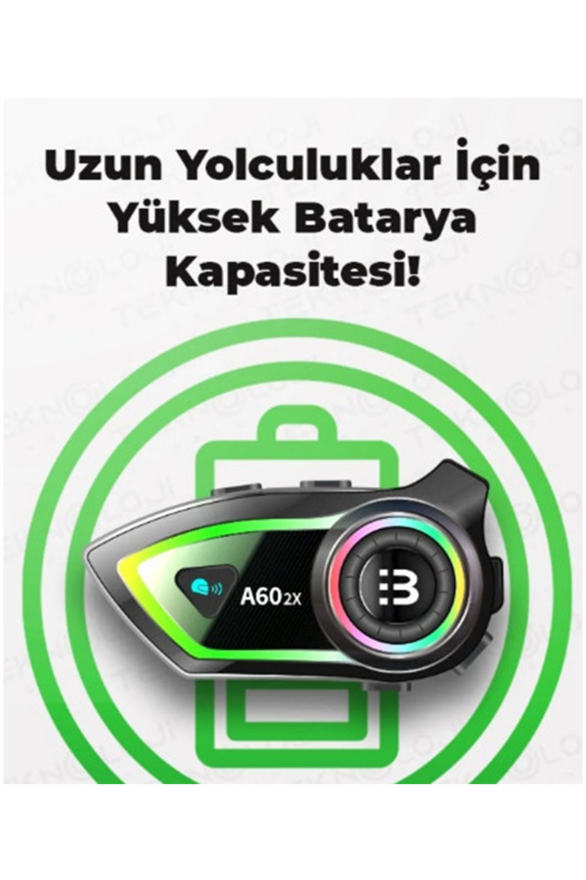 Vothoon A60 2X Motosiklet Kask Kulaklığı Bluetooth Intercom RGB Işıklı 2 Intercom Bağlantılı 300M Mesafe 
