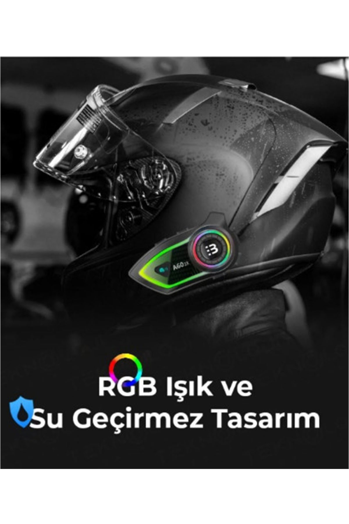 Vothoon A60 2X Motosiklet Kask Kulaklığı Bluetooth Intercom RGB Işıklı 2 Intercom Bağlantılı 300M Mesafe 