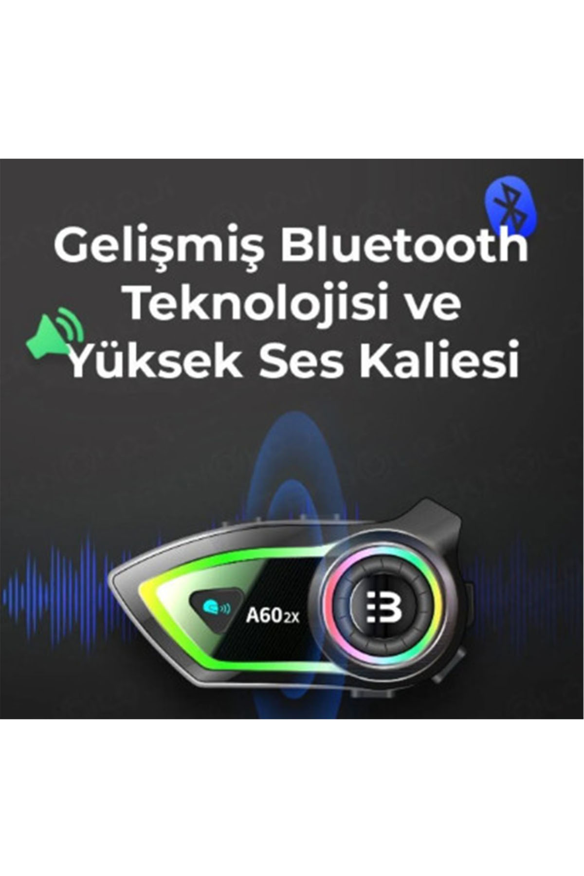 Vothoon A60 2X Motosiklet Kask Kulaklığı Bluetooth Intercom RGB Işıklı 2 Intercom Bağlantılı 300M Mesafe 