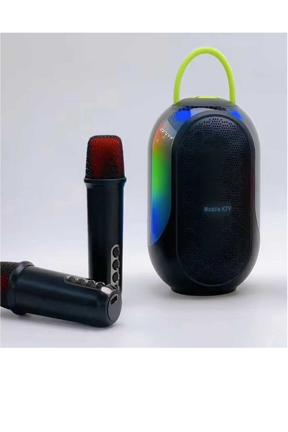 Bluetooth Çift Mikrofonlu Kablosuz Karaoke Rgb Işıklı Yüksek Sesli Müzik 4 Ses Degıstırme
