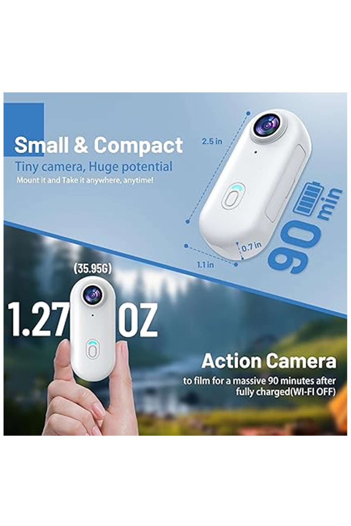 Mini WIFI Aksiyon Kamerası 1080P Taşınabilir Vücut Kamerası Giyilebilir Video Kaydedici IPX7 Su Geçirmez