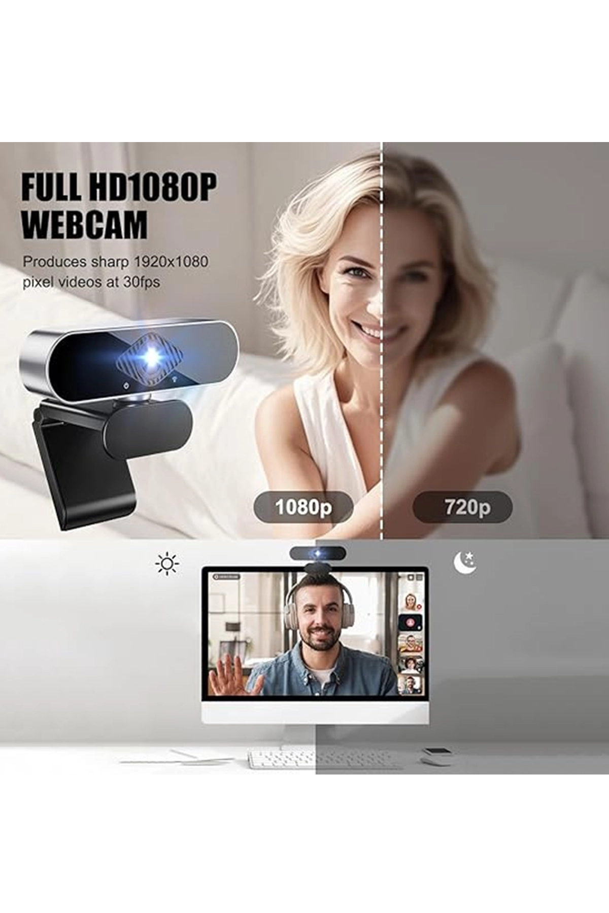 WebCam Orjınal 1080p HD Konferans Kamera Dahili Mikrofon Görüntülü Sohbet Yayın Kamerası HD Video AE-104