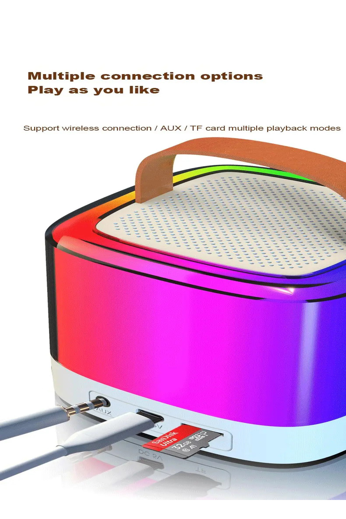 Vothoon Karaoke Bluetooth Hoparlör Aggıy Ag-S7 Kablosuz Mikrofonlu Rgb LED Parti Işıklı