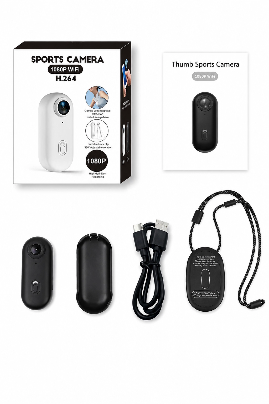 Mini WIFI Aksiyon Kamerası 1080P Taşınabilir Vücut Kamerası Giyilebilir Video Kaydedici Siyah