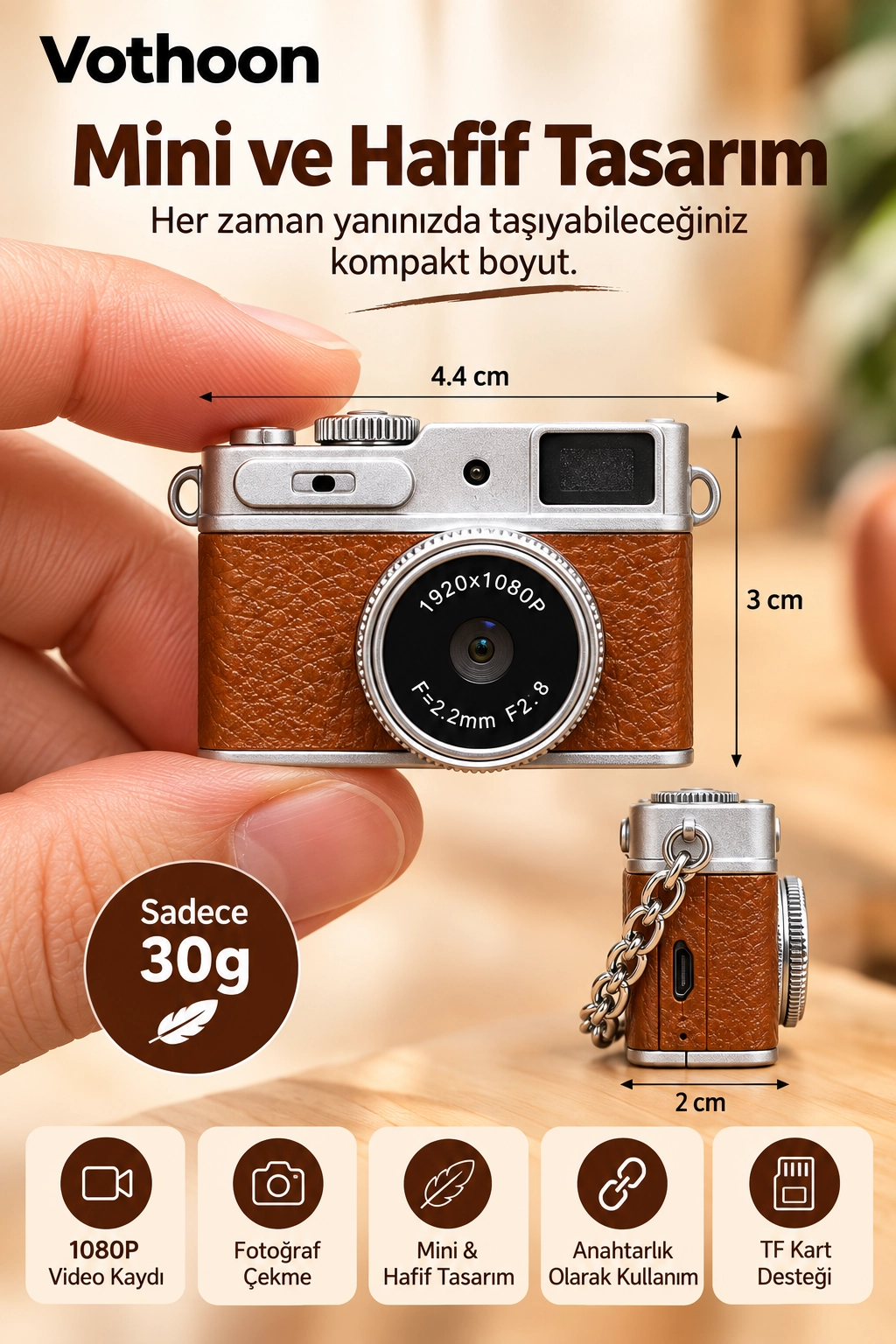 Mini Retro Dijital Kamera 1080P Full HD Fotoğraf & Video Çekimi LCD Ekran Mini Kamera TF Kart Destekli