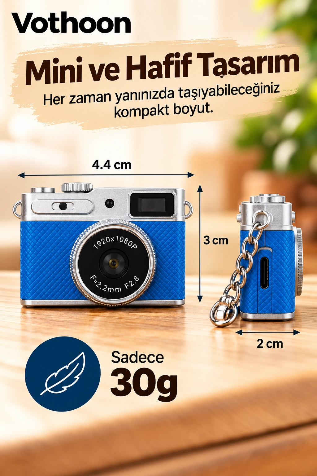 Mini Retro Dijital Kamera 1080P Full HD Fotoğraf & Video Çekimi LCD Ekran Mini Kamera TF Kart Destekli