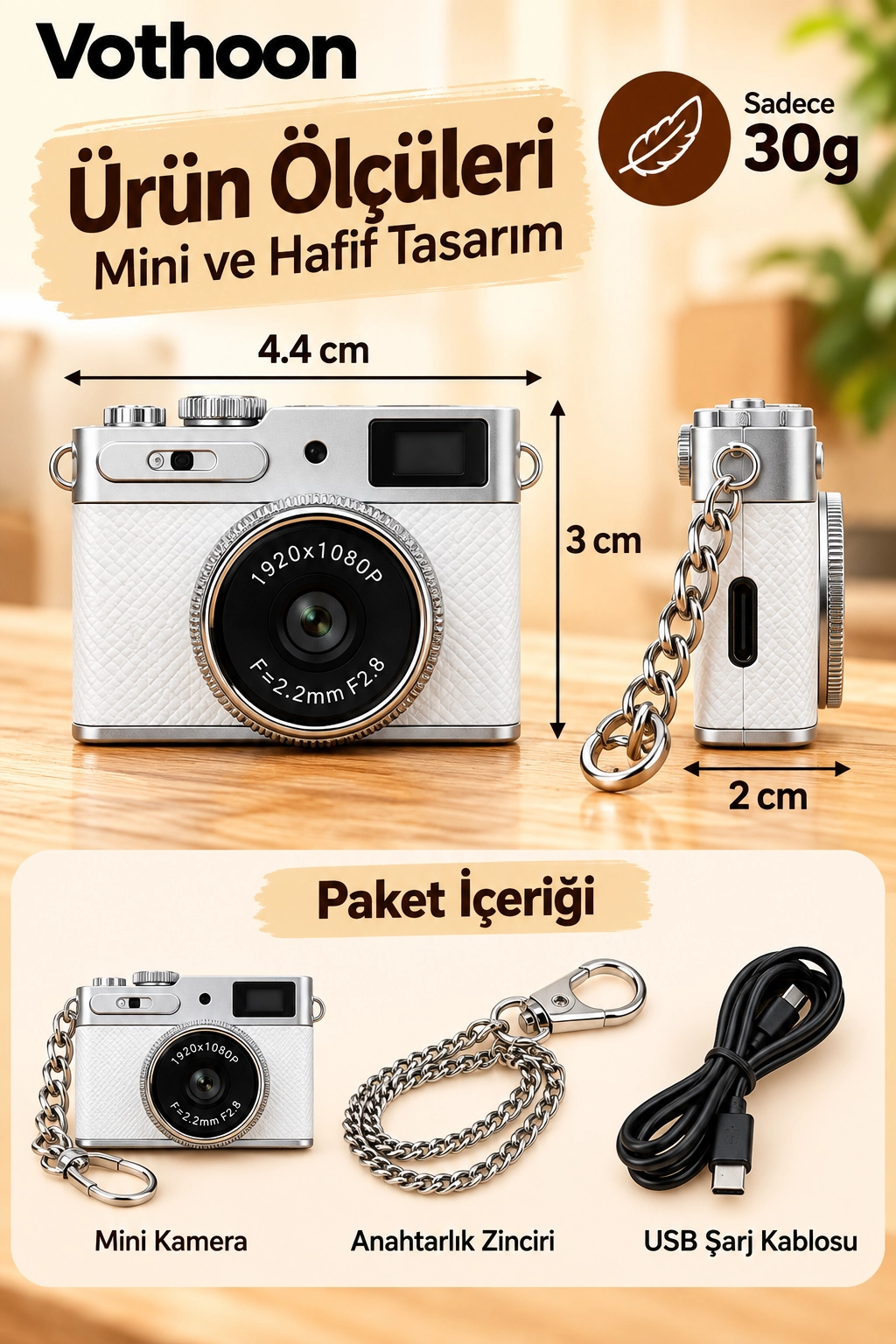 Mini Retro Dijital Kamera 1080P Full HD Fotoğraf & Video Çekimi LCD Ekran Mini Kamera TF Kart Destekli