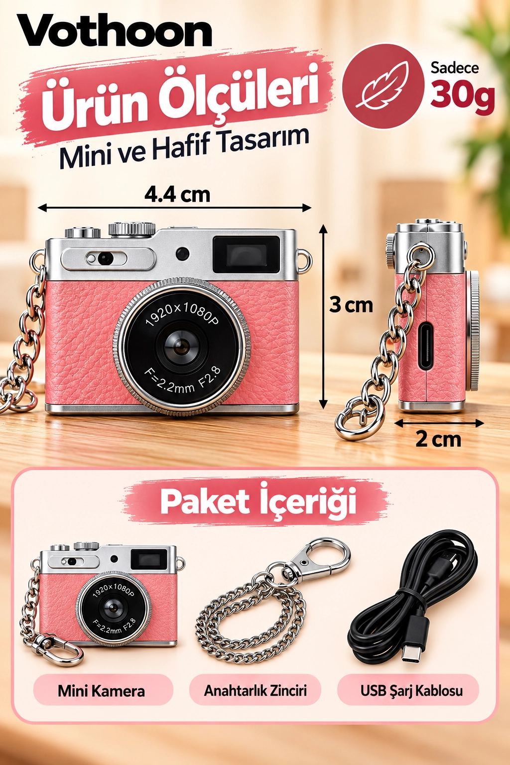 Mini Retro Dijital Kamera 1080P Full HD Fotoğraf & Video Çekimi LCD Ekran Mini Kamera TF Kart Destekli