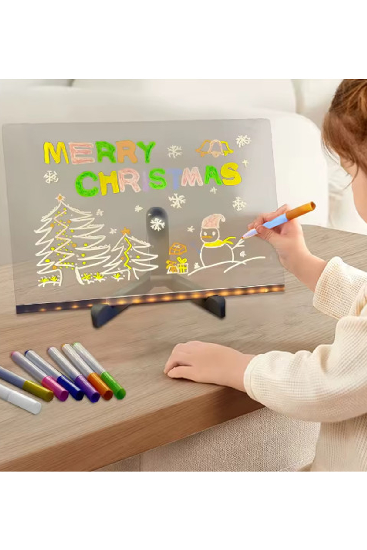 Vothoon 12 Inc LED Işıklı Çizim Yazı Tahtası Ayarlanabilir Stant ve Kalemleri ile