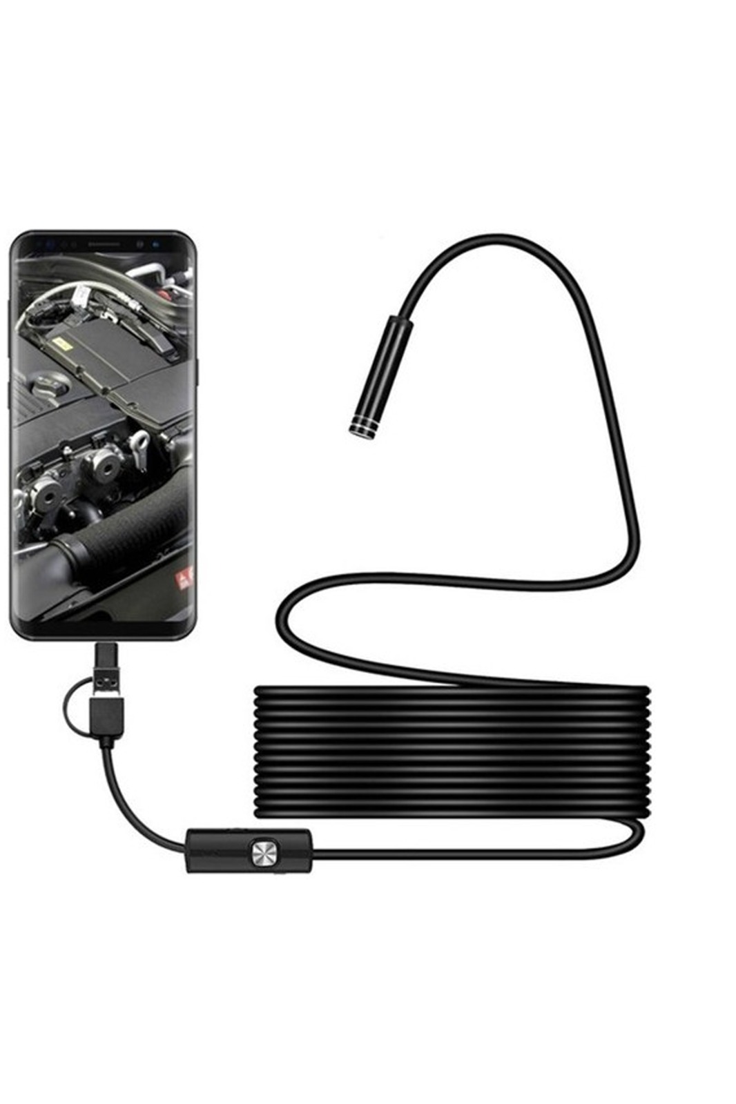 Endoskop 3 in 1 Yılan Kamera USB Micro Usb Type-C 20 Metre yumuşak Kablo