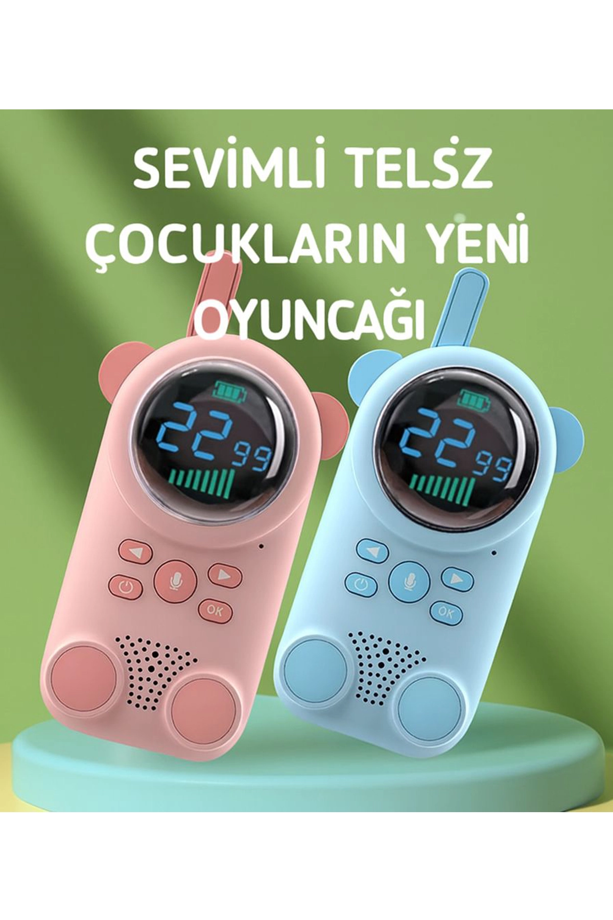Çocuklar Için Kamp Yürüyüş El Telsizi Şarj Edılebılır 3km Menzil Mavi