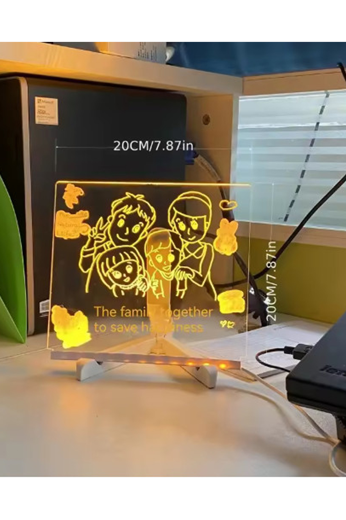LED Işıklı Çizim Yazı Tahtası Ayarlanabilir Stant ve Kalemleri ile 20 X 20 