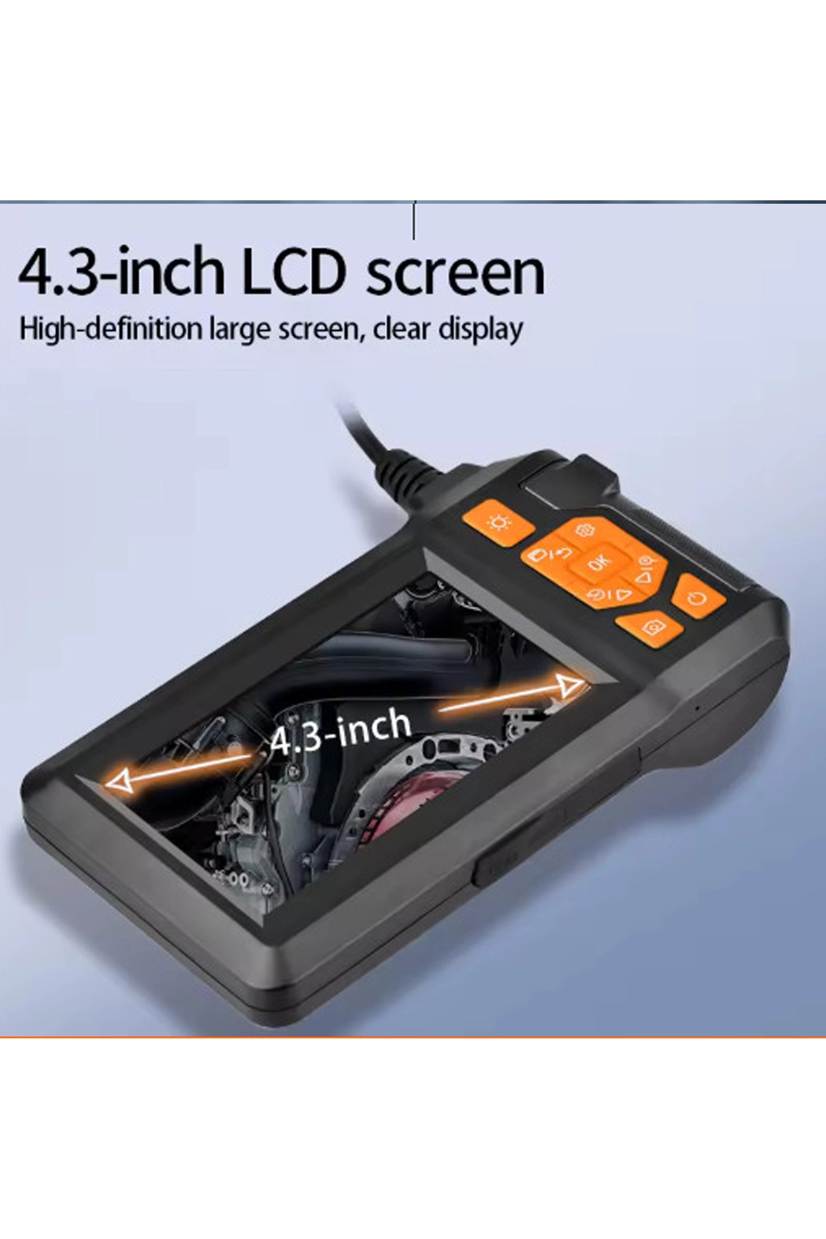 Ekranlı Üç kameralı Çantalı 10 Metre Sert Kablo Yılan Endoskop Kamera  Sd Kart Girişli 8 mm 4.3 ınc
