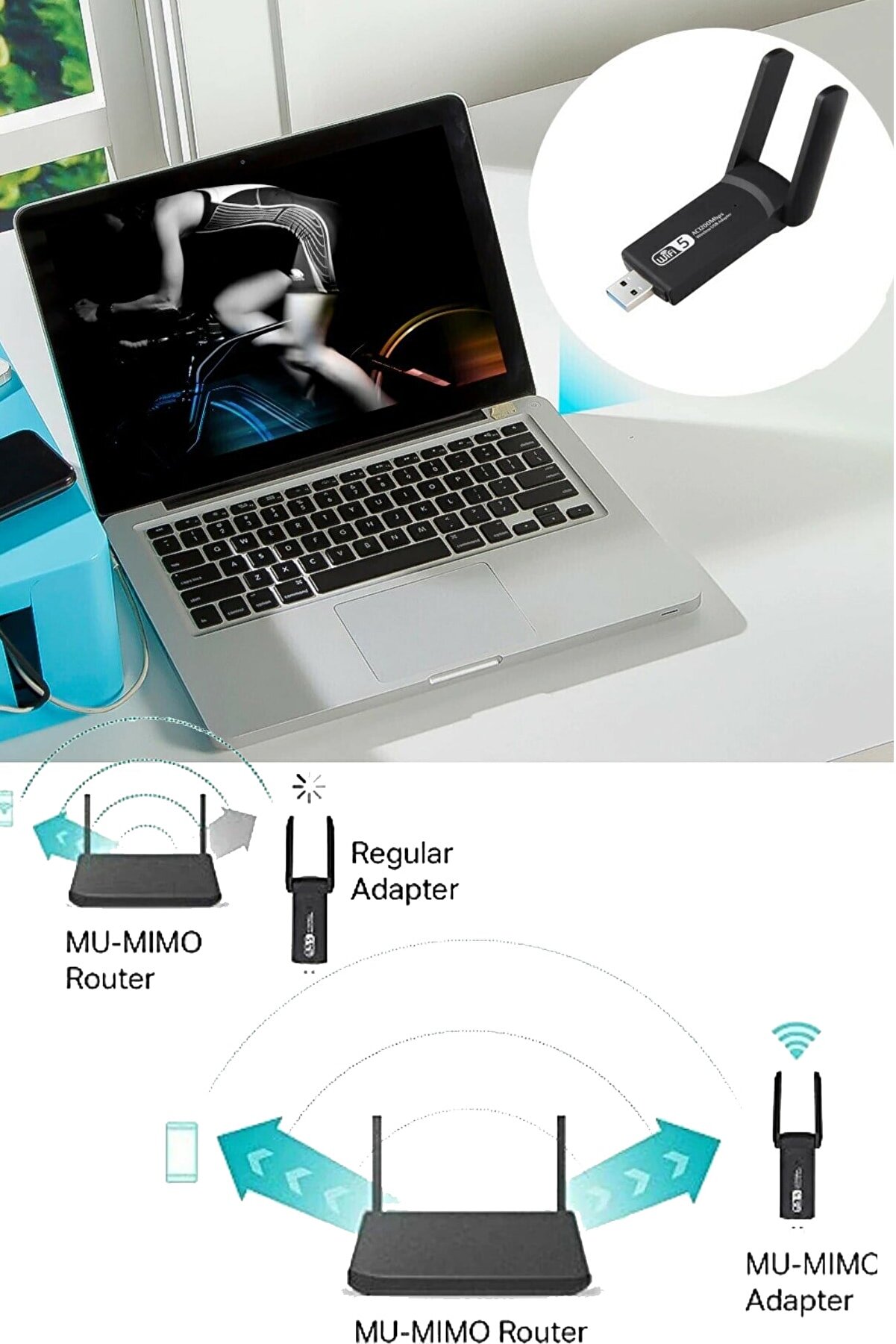 Vothoon Dual Band Ac1200 Usb 3.0 Adaptör Kablosuz Wifi Yükseltici