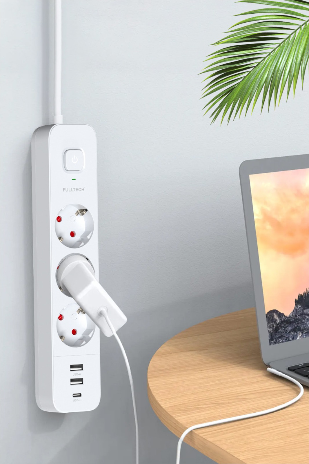 Vothoon Akım Korumalı 3’lü Priz 2xUsb 1xType-C 3680W Girişli Uzatma Kablolu Priz Ftr16