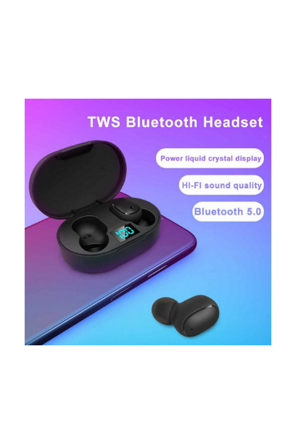 Vothoon E6S Kablosuz Kulaklık Dijital Göstergeli Bluetooth Kulaklık 5.0