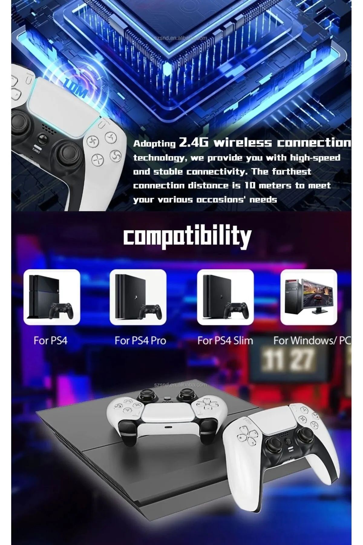 P4 Plus Bluetooth Titreşimli PS4/PS5 Uyumlu PC Telefon Joystick Kablosuz Oyun Kolu