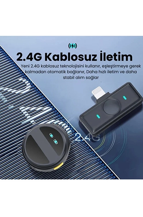 2 Adet Profesyonel Kablosuz Yaka Mikrofonu lighting uyumlu Manyetik Klipsli