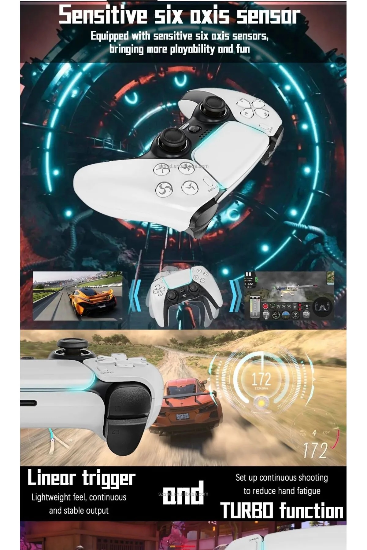 P4 Plus Bluetooth Titreşimli PS4/PS5 Uyumlu PC Telefon Joystick Kablosuz Oyun Kolu