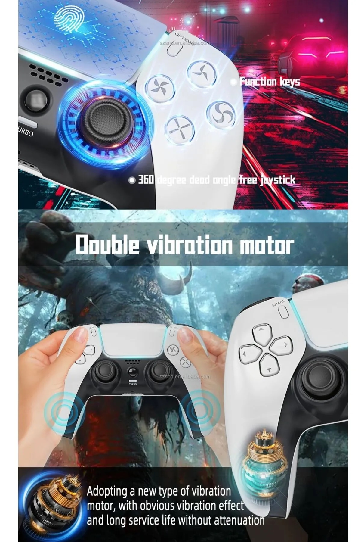 P4 Plus Bluetooth Titreşimli PS4/PS5 Uyumlu PC Telefon Joystick Kablosuz Oyun Kolu