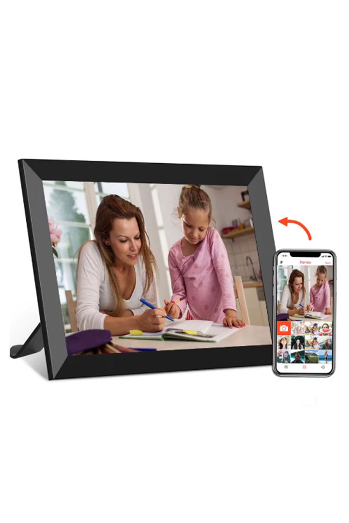 Dijital Fotoğraf Çerçevesi WiFi 10.1 inç 32GB Dokunmatik Ekran, Uygulama Üzerinden Fotoğraf/Video Paylaşımı