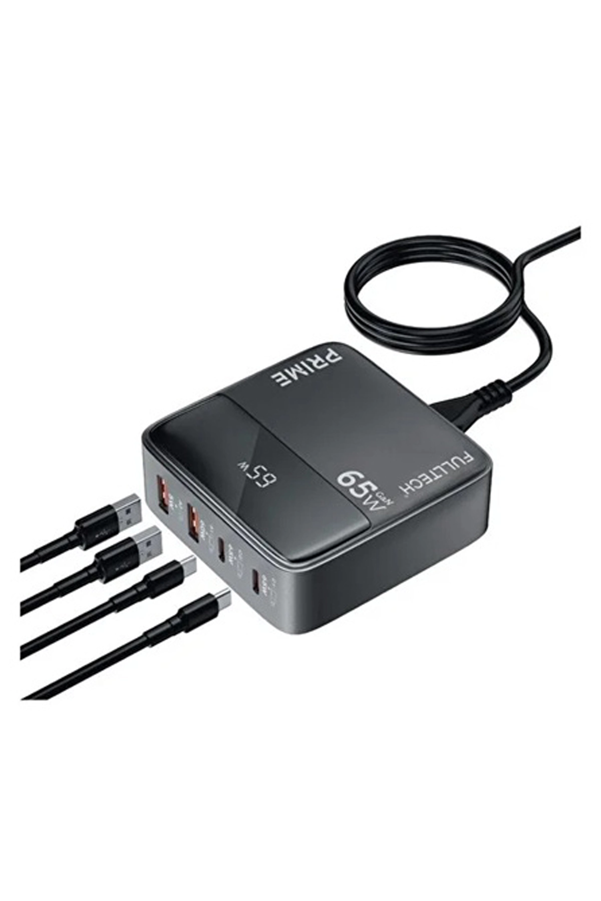 65W Masaüstü 4 Portlu Hızlı Şarj Cihazı İstasyonu 2xUSB-A, 2xTYPE-C Giriş,1,5 mt. Kablo