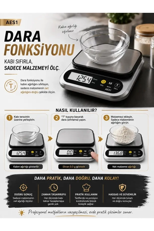 Dijital Mutfak ve Kahve Tartısı Hassas Gram Terazisi Paslanmaz Çelik LCD Ekran Çoklu Ölçüm g/oz 10 KG Kapasite