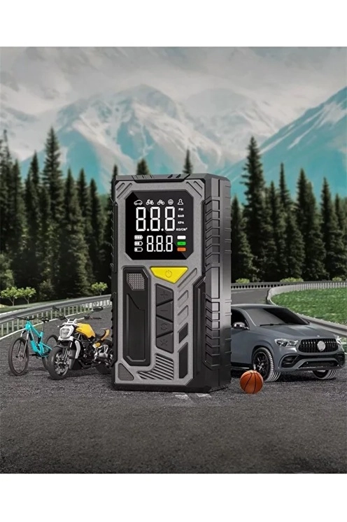 4000mAh Hava Kompresörü Powerbank Özellikli Kompresör Araba Bisiklet Top Lastik Şişirme Pompası