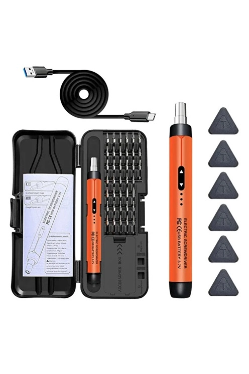 3.7V Şarjlı Mini Elektrikli Tornavida Seti 500mAh Type-C Manyetik Hassas Uçlu Vida Seti 38 Parça