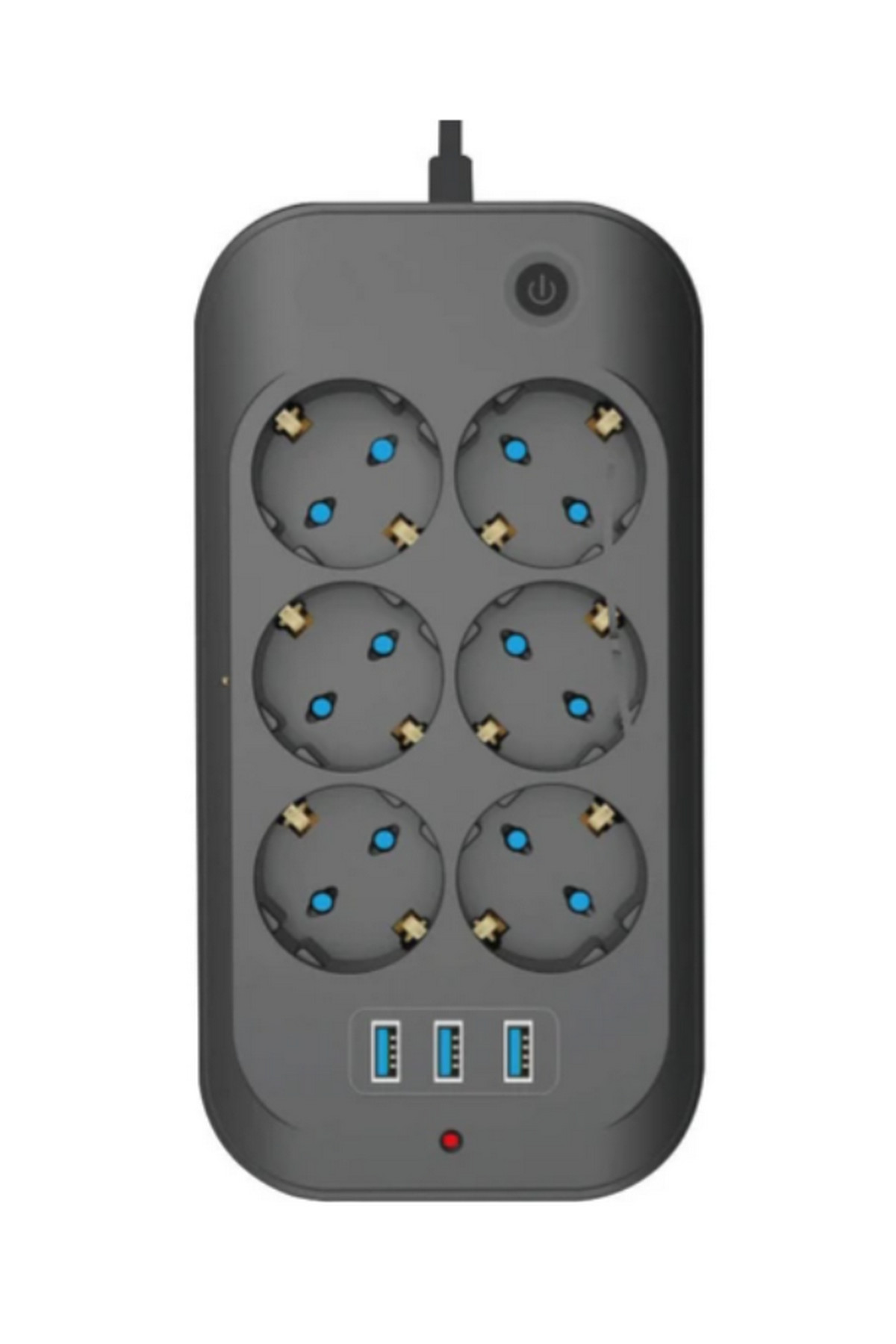 Fulltech Termal Akım Korumalı, Çocuk Korumalı, 6’lı 2 Mt Uzatma Kablosu 6 X Priz, 3 X Usb