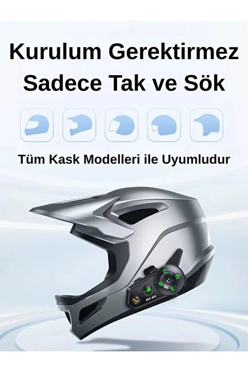 D2-6X 1000M Mesafeli 6 Kanallı İntercom Bluetooth Motosiklet Kask Kulaklığı İntercom Kulaklık